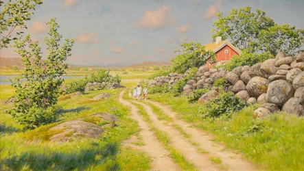 Sommar Landskap med vandrande navetta